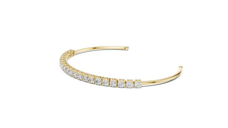 Round Diamond Halfway Open Cuff Bracelet