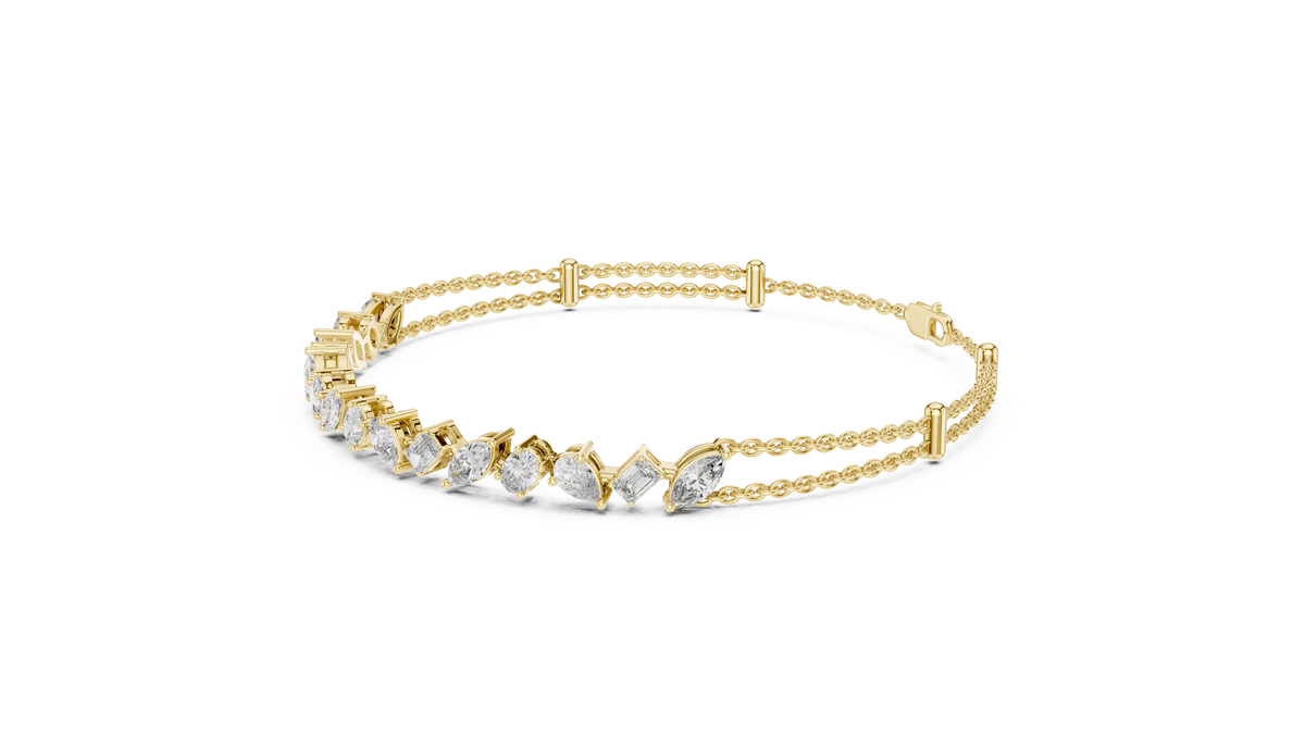 Multi-Shape Diamond Halfway Tennis Bracelet