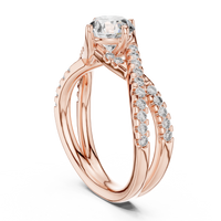 Elegant Round Solitaire Twist Shoulder Diamond Ring