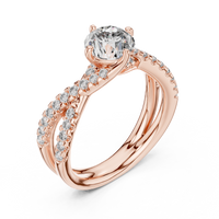 Elegant Round Solitaire Twist Shoulder Diamond Ring