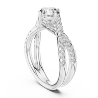 Elegant Round Solitaire Twist Shoulder Diamond Ring