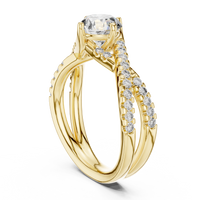 Elegant Round Solitaire Twist Shoulder Diamond Ring