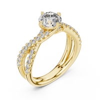 Elegant Round Solitaire Twist Shoulder Diamond Ring