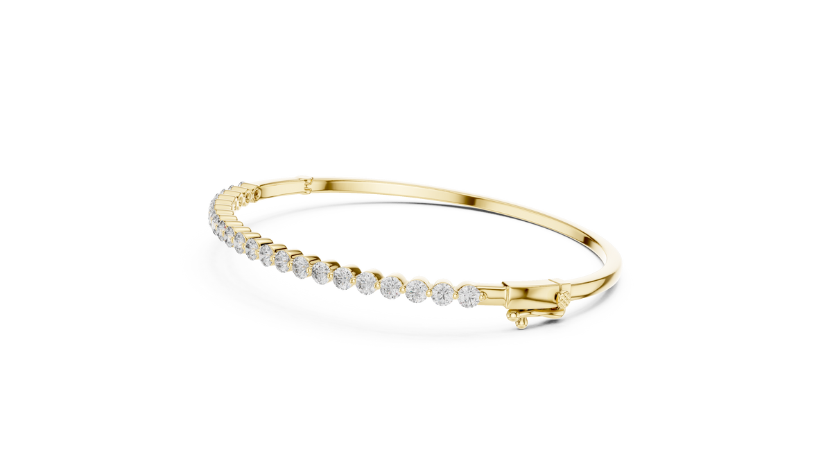 Round Diamond Halfway Tennis Bangle