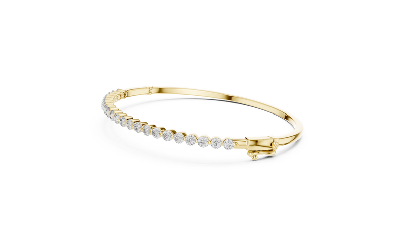 Round Diamond Halfway Tennis Bangle