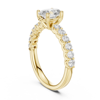 Elegant Oval Solitaire Diamond Ring with Pavé Shoulders