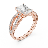 Elegant Radiant Solitaire Diamond Ring with Pavé Split