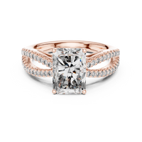 Elegant Radiant Solitaire Diamond Ring with Pavé Split