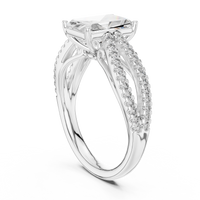Elegant Radiant Solitaire Diamond Ring with Pavé Split