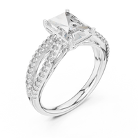 Elegant Radiant Solitaire Diamond Ring with Pavé Split