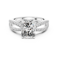 Elegant Radiant Solitaire Diamond Ring with Pavé Split