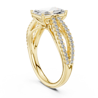 Elegant Radiant Solitaire Diamond Ring with Pavé Split