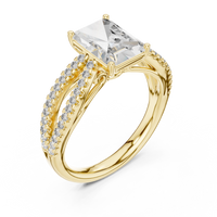 Elegant Radiant Solitaire Diamond Ring with Pavé Split