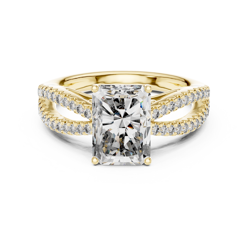 Elegant Radiant Solitaire Diamond Ring with Pavé Split