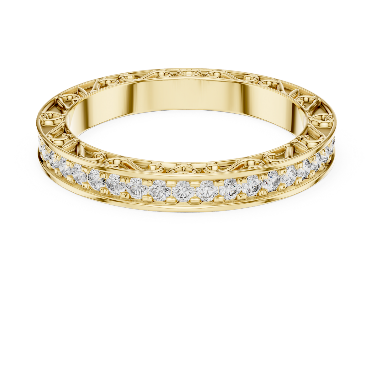 Round Brilliant Cut Scrollwork Pavé Diamond Eternity Band