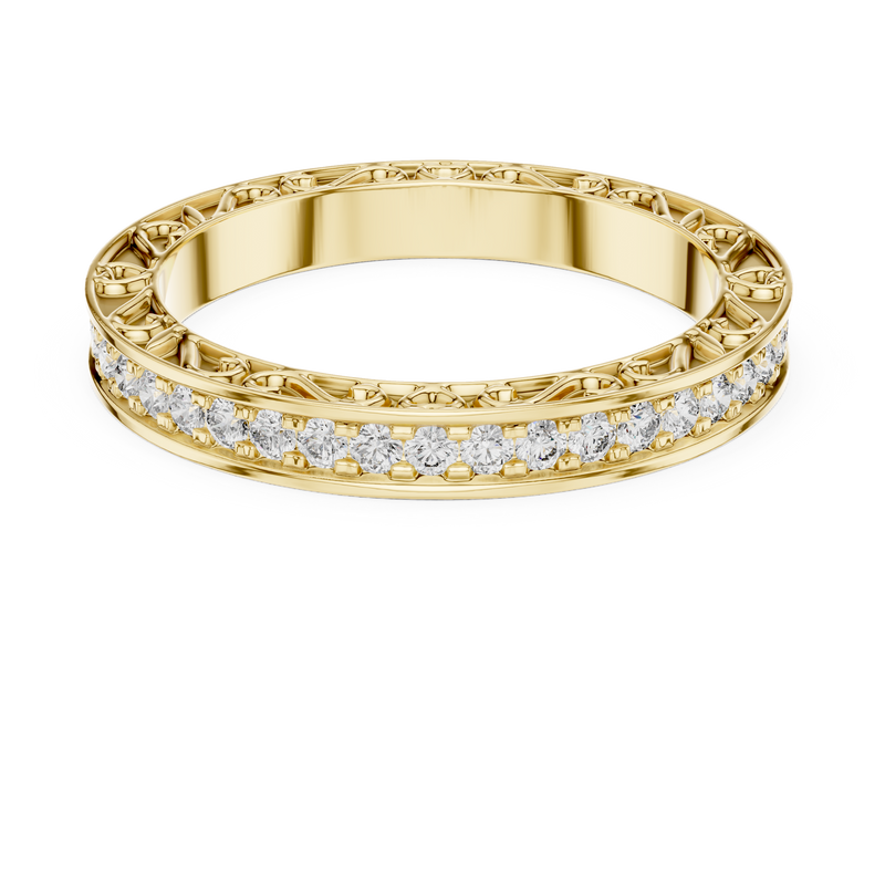 Round Brilliant Cut Scrollwork Pavé Diamond Eternity Band