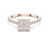 Round Diamond Cluster Halo Engagement Ring
