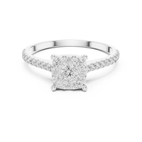 Round Diamond Cluster Halo Engagement Ring