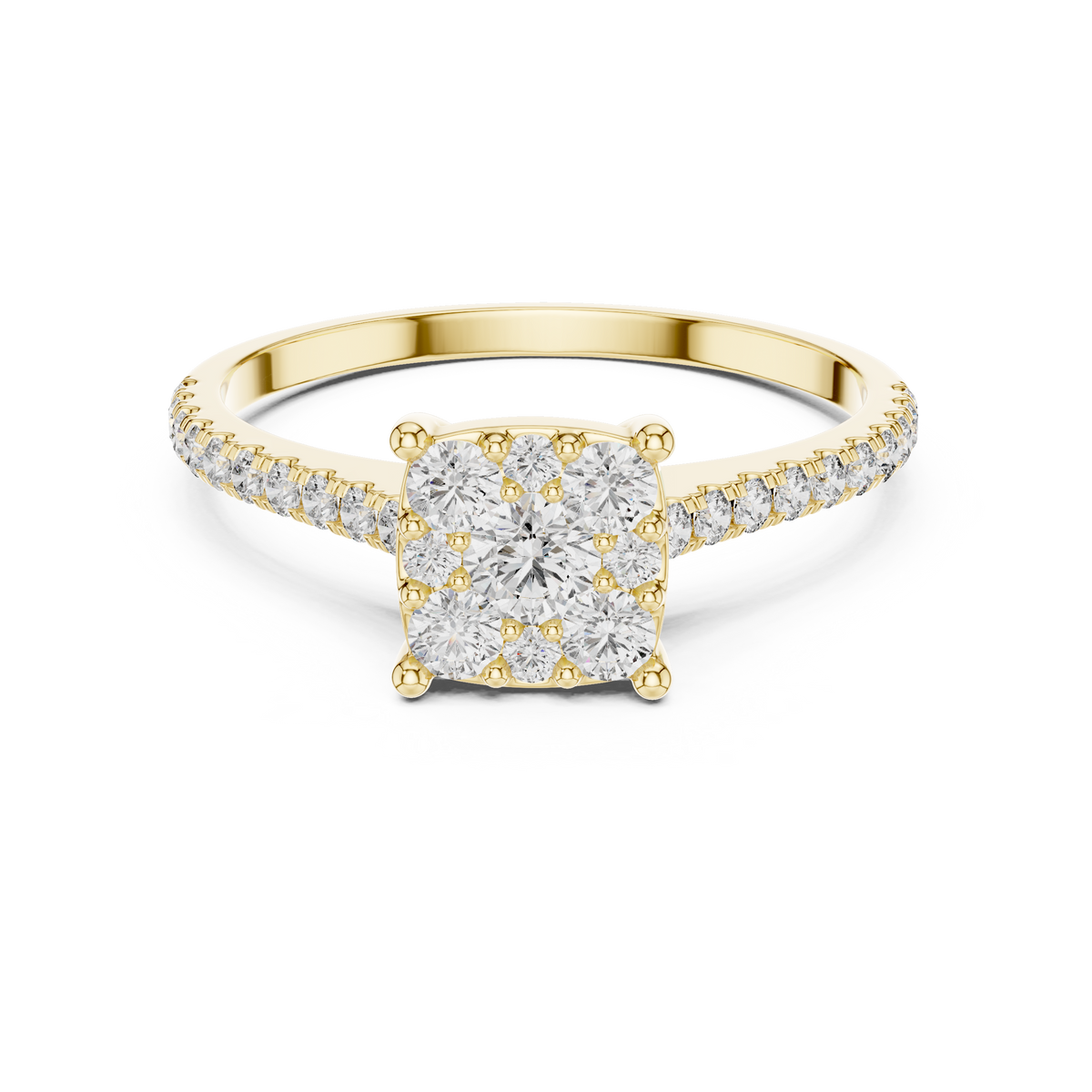 Round Diamond Cluster Halo Engagement Ring