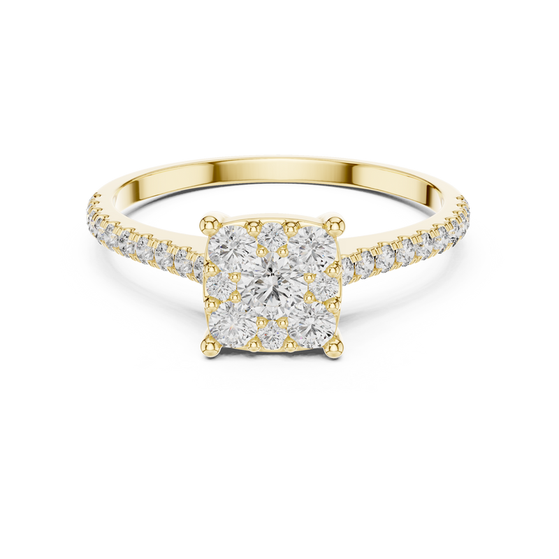 Round Diamond Cluster Halo Engagement Ring