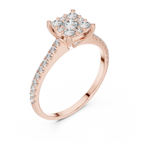 Round Diamond Cluster Halo Engagement Ring