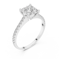 Round Diamond Cluster Halo Engagement Ring