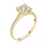 Round Diamond Cluster Halo Engagement Ring