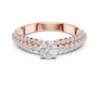 Round Diamond Double Row Pave Engagement Ring