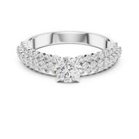 Round Diamond Double Row Pave Engagement Ring