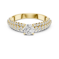 Round Diamond Double Row Pave Engagement Ring