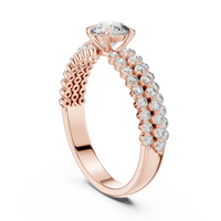 Round Diamond Double Row Pave Engagement Ring