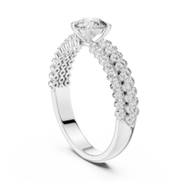 Round Diamond Double Row Pave Engagement Ring