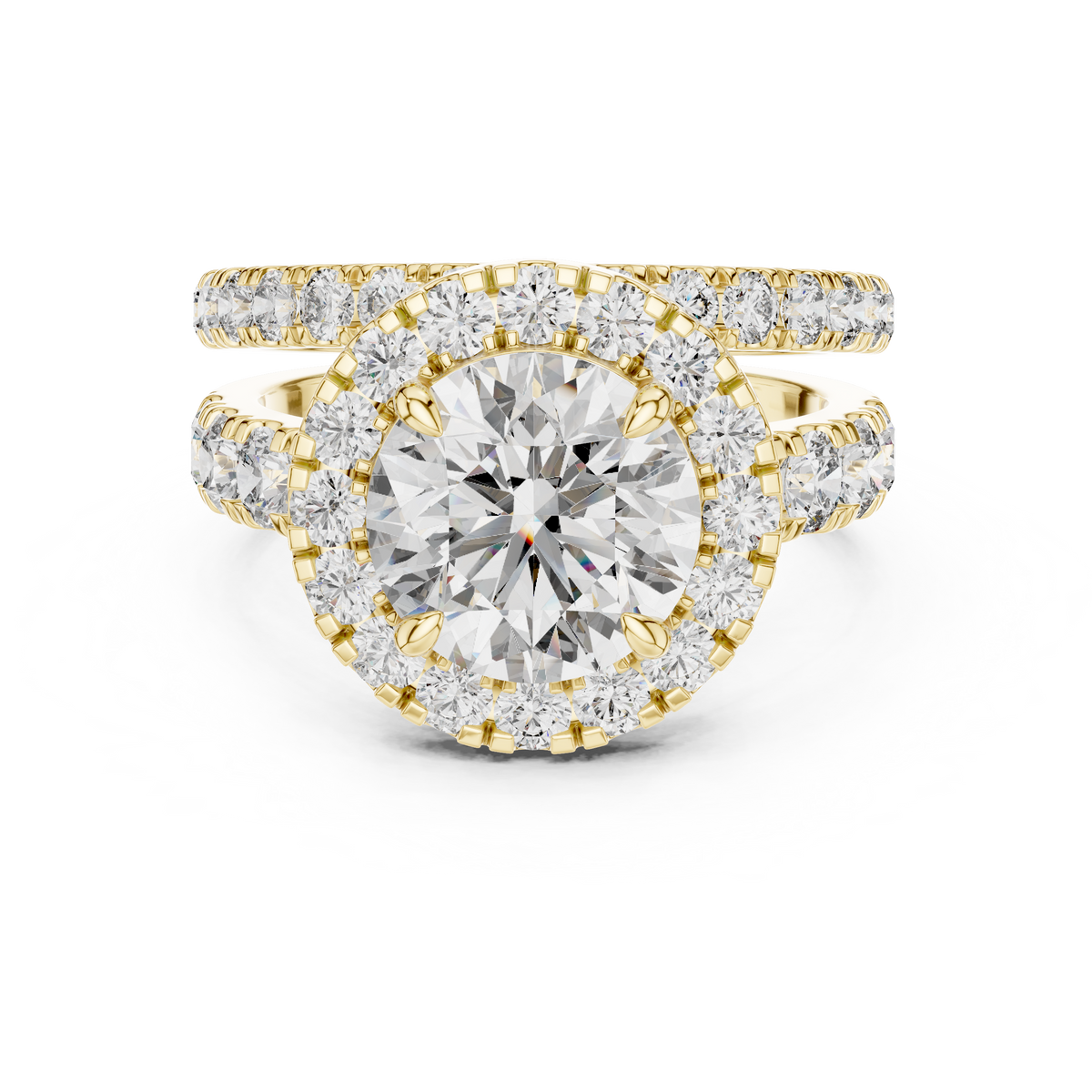 Round Halo Diamond Bridal Ring Set