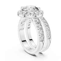 Round Halo Diamond Bridal Ring Set