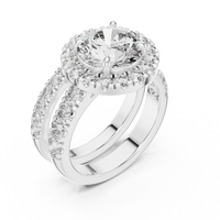 Round Halo Diamond Bridal Ring Set