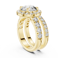 Round Halo Diamond Bridal Ring Set