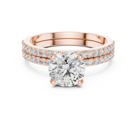 Round Solitaire Double Pave Diamond Engagement Ring