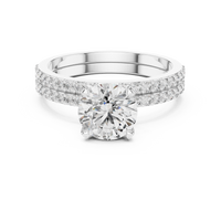 Round Solitaire Double Pave Diamond Engagement Ring