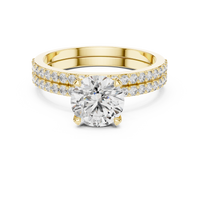 Round Solitaire Double Pave Diamond Engagement Ring