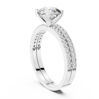 Round Solitaire Double Pave Diamond Engagement Ring