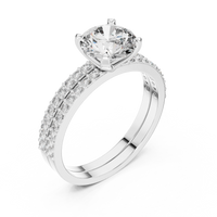 Round Solitaire Double Pave Diamond Engagement Ring