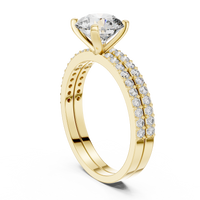 Round Solitaire Double Pave Diamond Engagement Ring