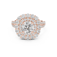 Round Halo Floral Cluster Diamond Engagement Ring