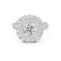 Round Halo Floral Cluster Diamond Engagement Ring