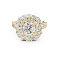 Round Halo Floral Cluster Diamond Engagement Ring
