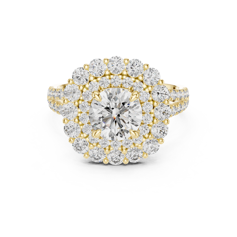 Round Halo Floral Cluster Diamond Engagement Ring