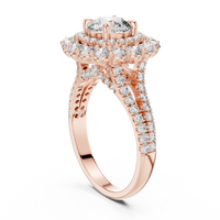 Round Halo Floral Cluster Diamond Engagement Ring