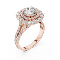 Round Halo Floral Cluster Diamond Engagement Ring