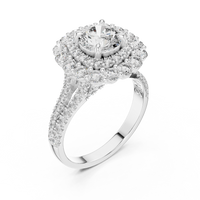 Round Halo Floral Cluster Diamond Engagement Ring