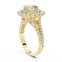 Round Halo Floral Cluster Diamond Engagement Ring